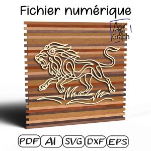 Fichier numérique lion mural – modèle multicouche décoratif pour découpe laser