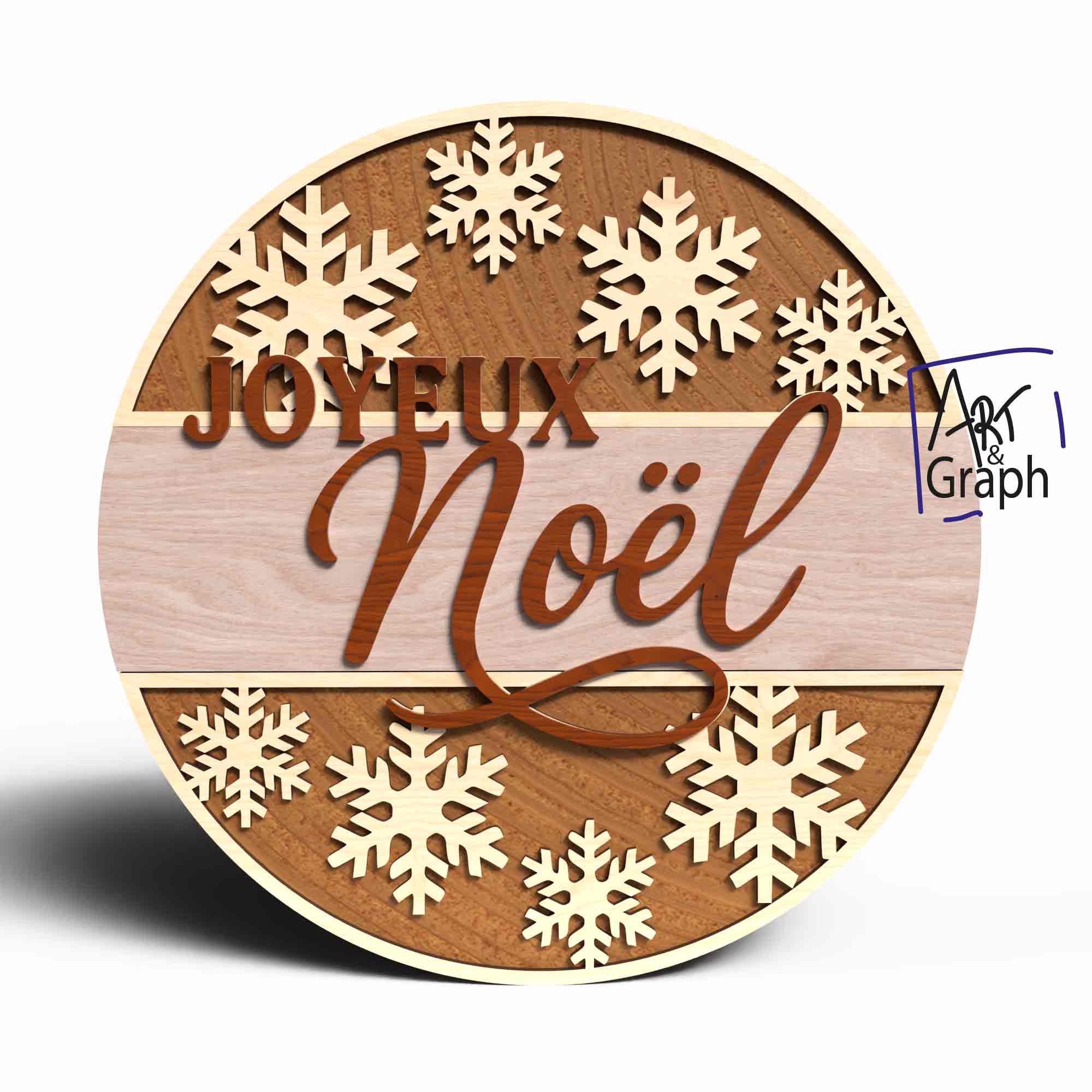 Décoration murale Joyeux Noël flocons – Fichiers numériques découpe laser (SVG, DXF, AI, PDF, EPS) – Image 2