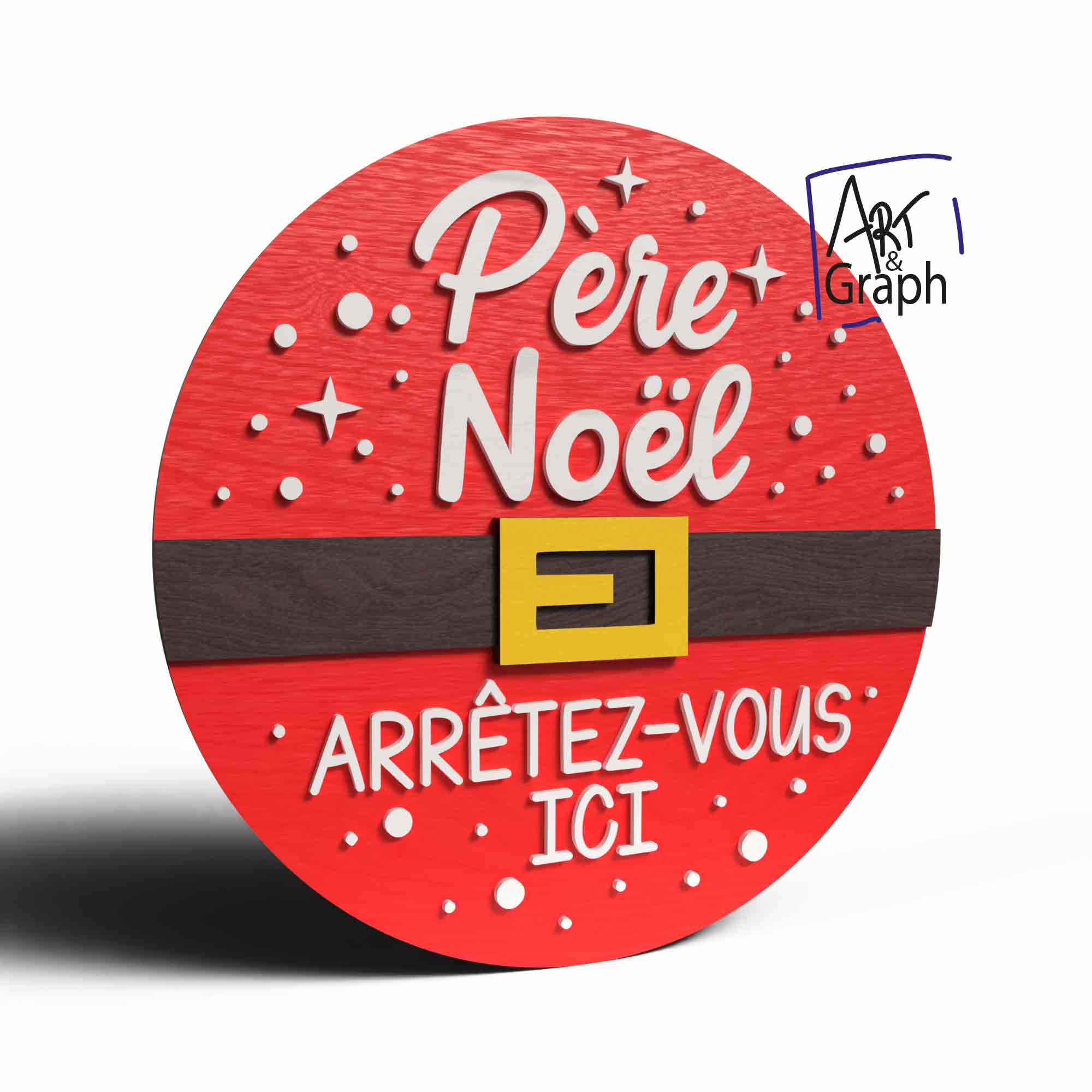 Décoration murale Père Noël arrêtez-vous ici – Fichiers numériques découpe laser (SVG, DXF, AI, PDF, EPS) – Image 2