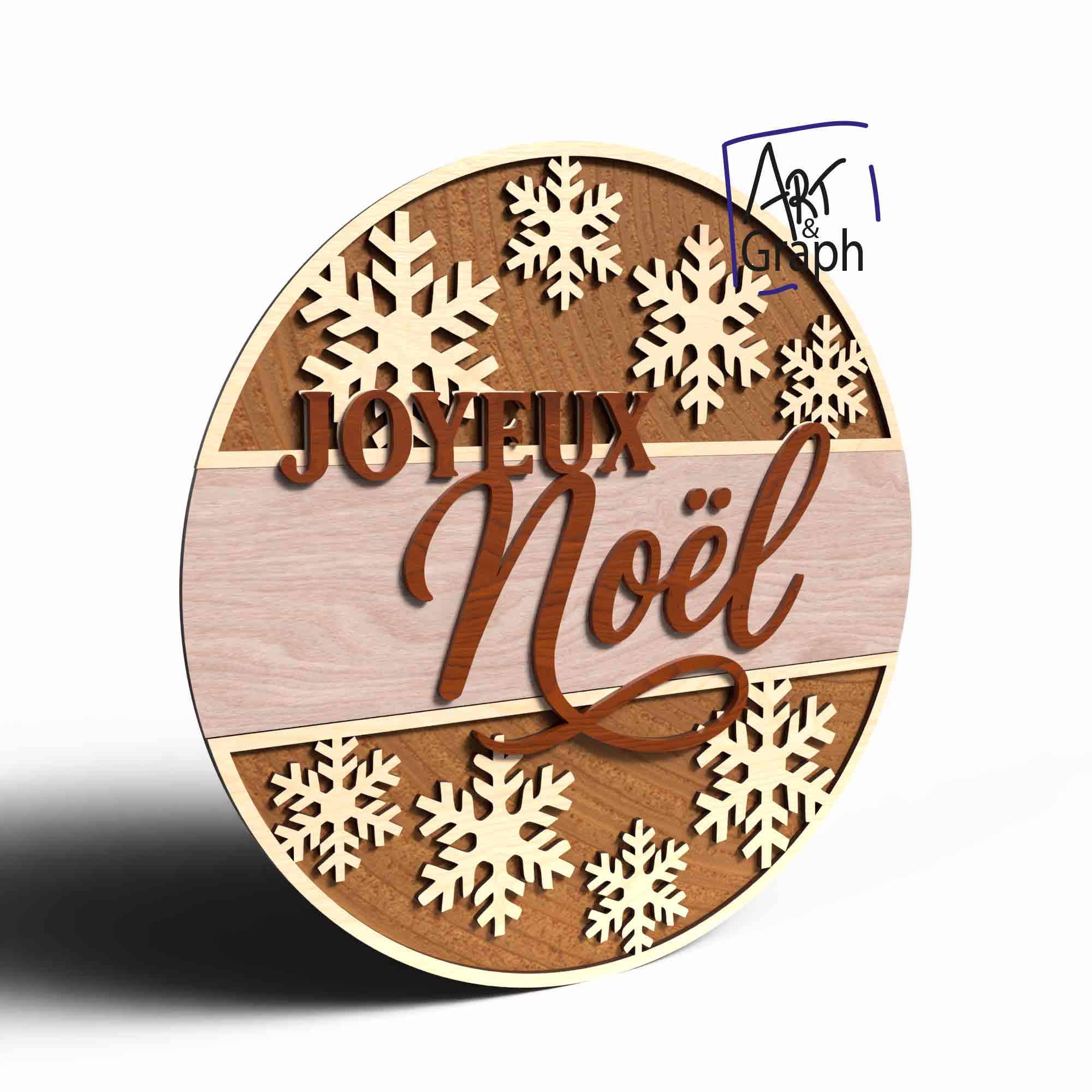 Décoration murale Joyeux Noël flocons – Fichiers numériques découpe laser (SVG, DXF, AI, PDF, EPS) – Image 3