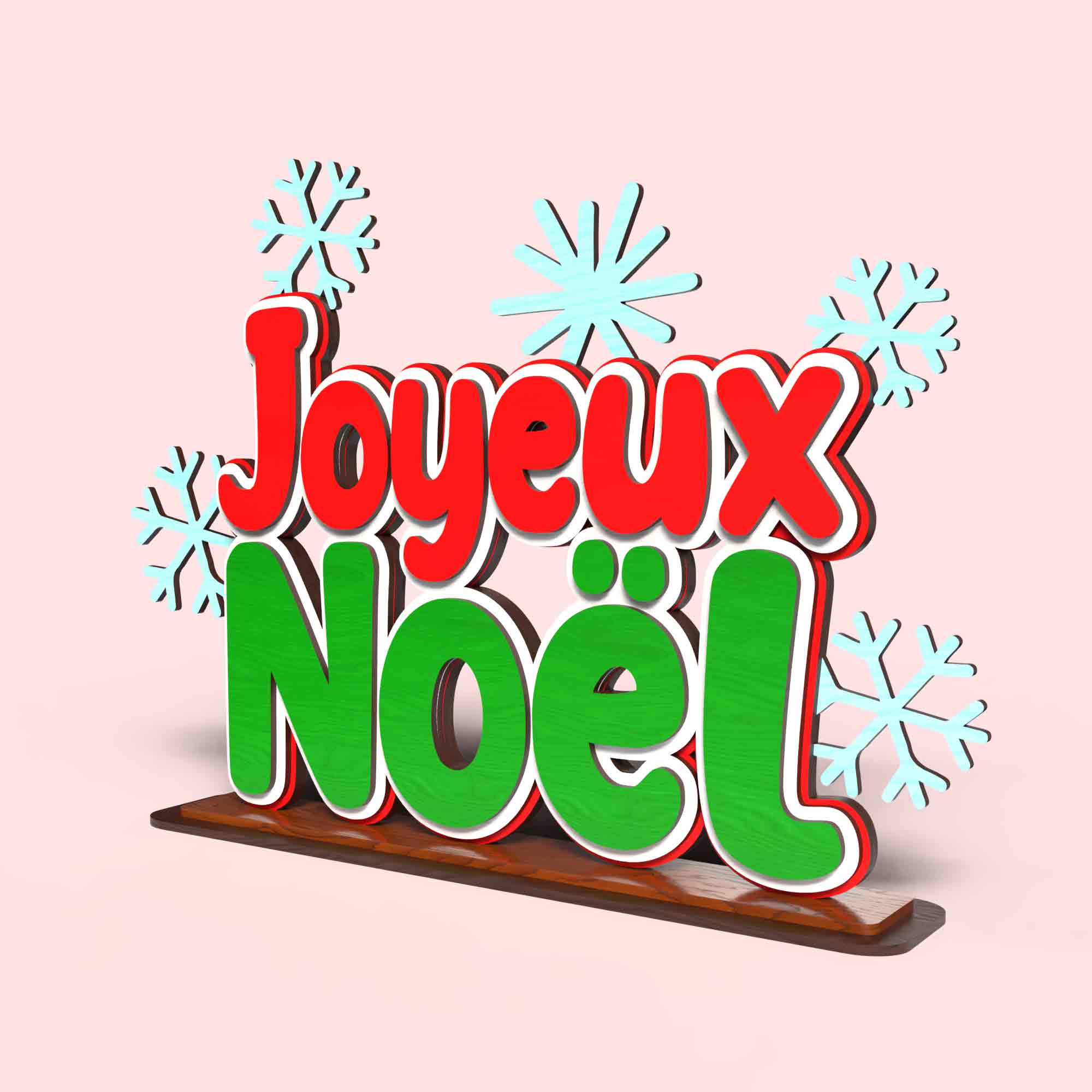 Décoration Noël lettrage Joyeux Noël – Fichiers numériques découpe laser (SVG, DXF, AI, PDF, EPS) – Image 3