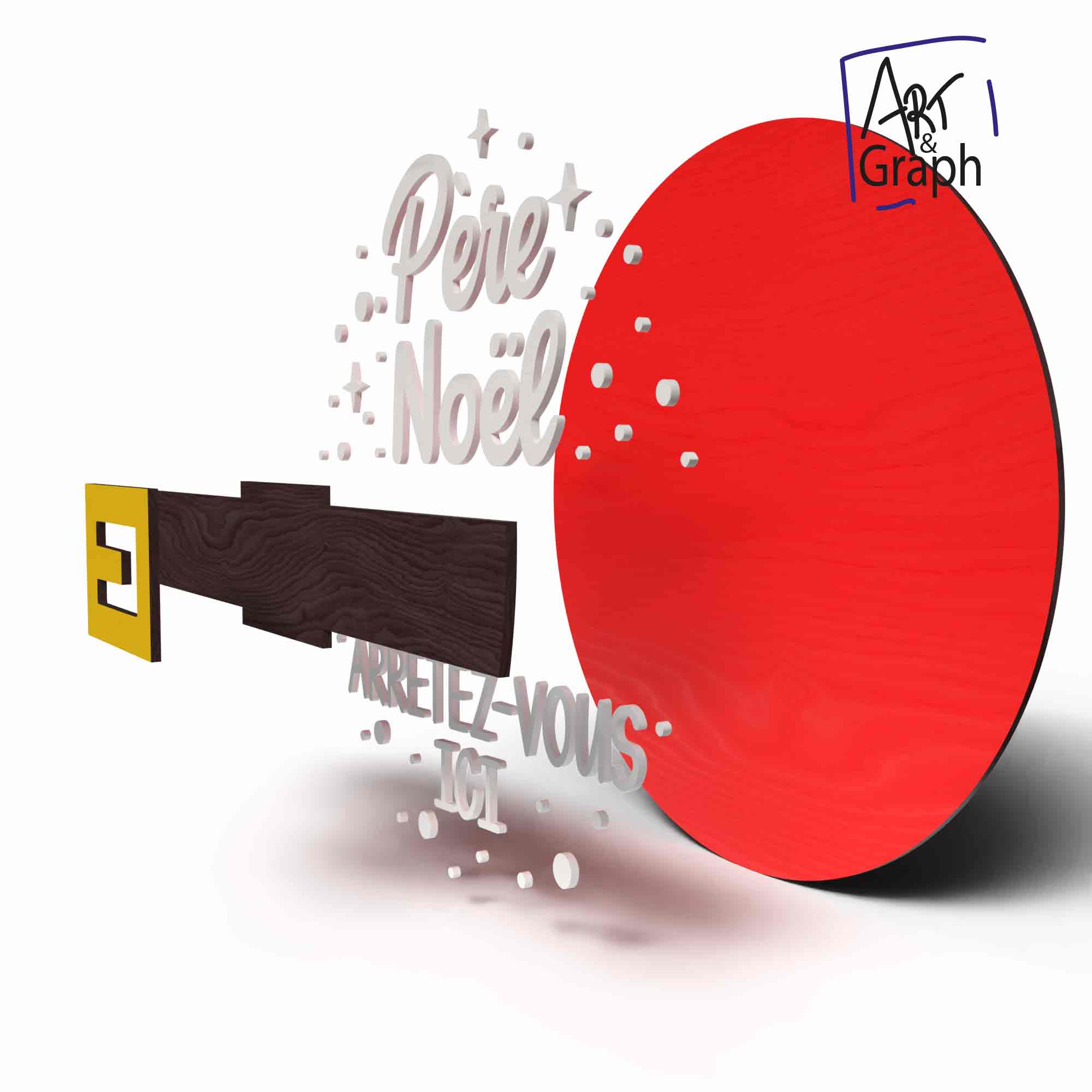 Décoration murale Père Noël arrêtez-vous ici – Fichiers numériques découpe laser (SVG, DXF, AI, PDF, EPS) – Image 4