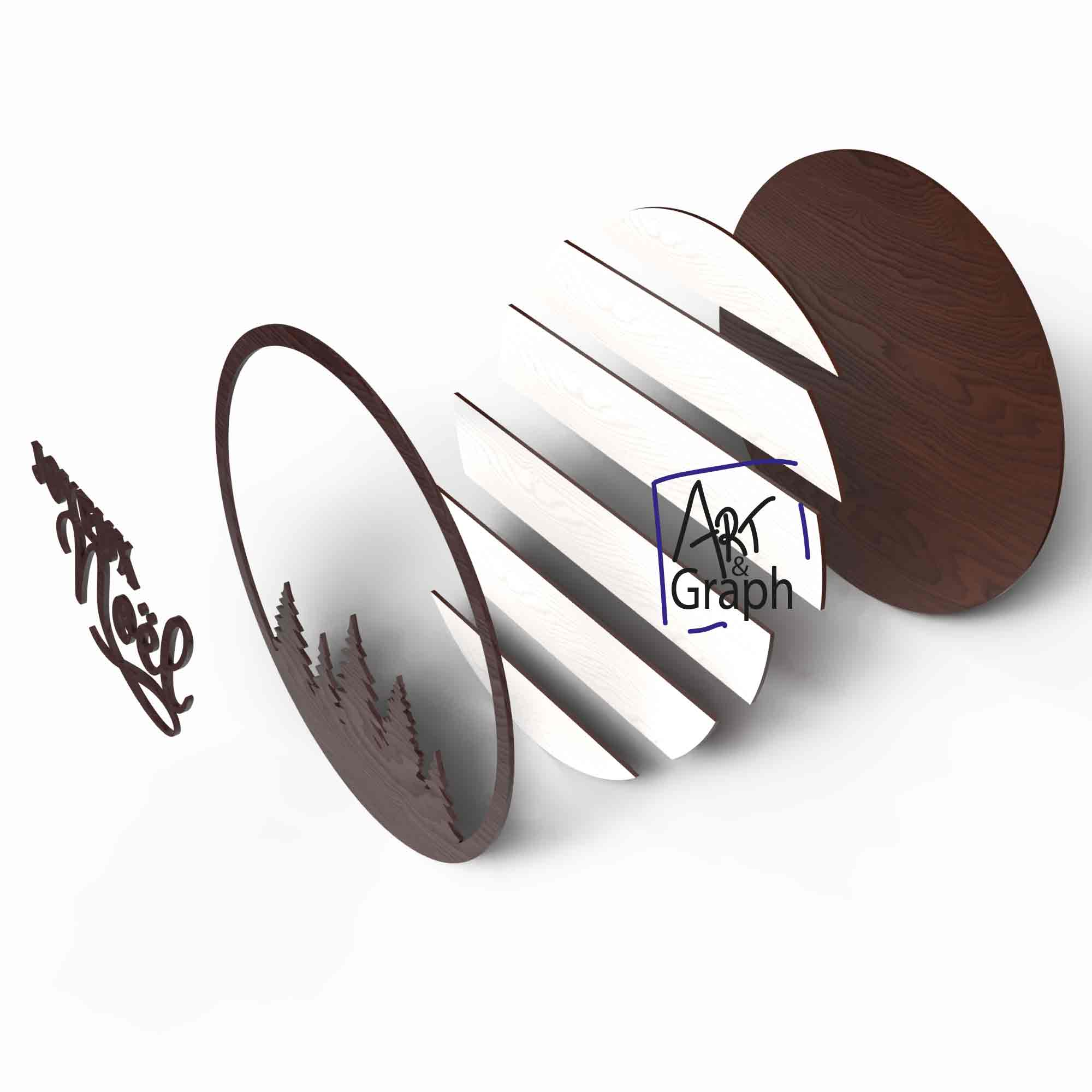 Décoration murale Joyeux Noël rond – Fichiers numériques découpe laser (SVG, DXF, AI, PDF, EPS) – Image 4